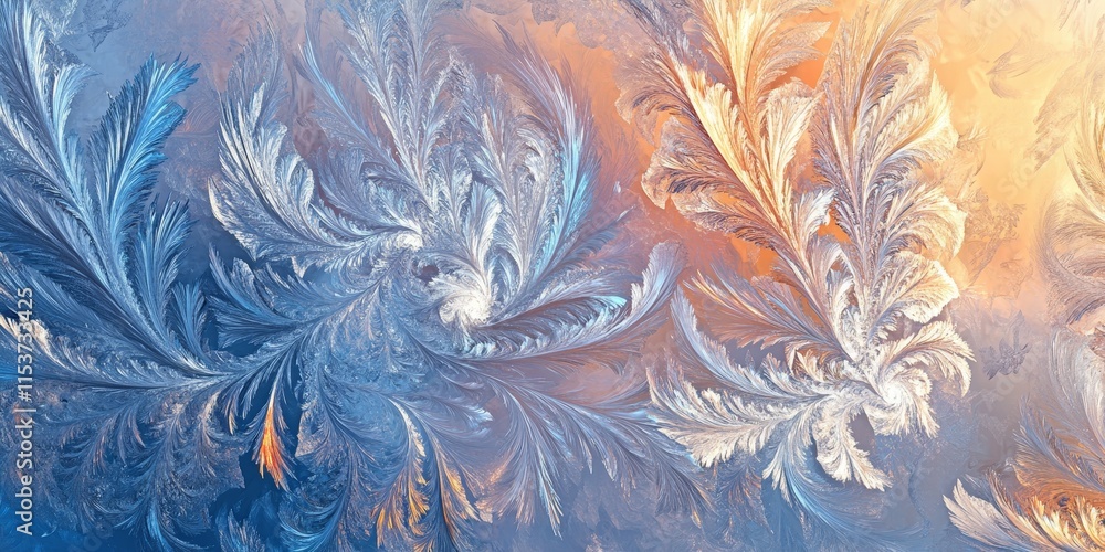 Poster abstract winter background featuring intricate ice crystals, creating a visually stunning display of