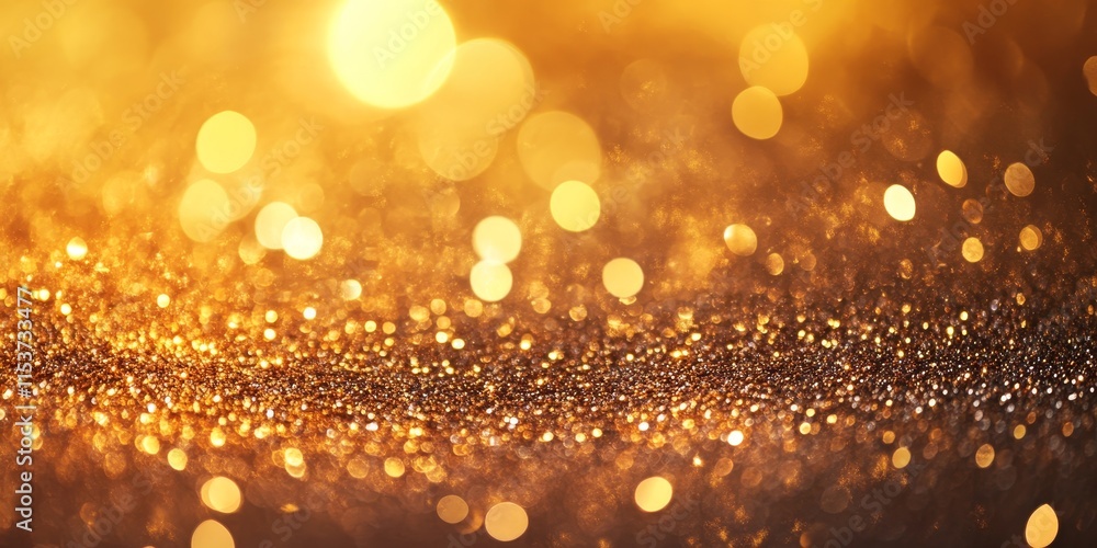 Poster a background featuring an abstract texture of gold glitter, complete with sparkling particles spread