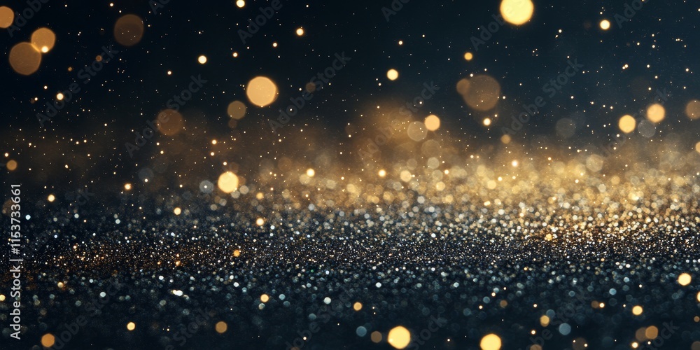 Poster a background featuring an abstract texture of gold glitter, complete with sparkling particles spread