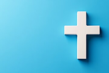 Obraz premium A minimalist design of a healthcare cross glowing softly, set against a solid blue gradient background