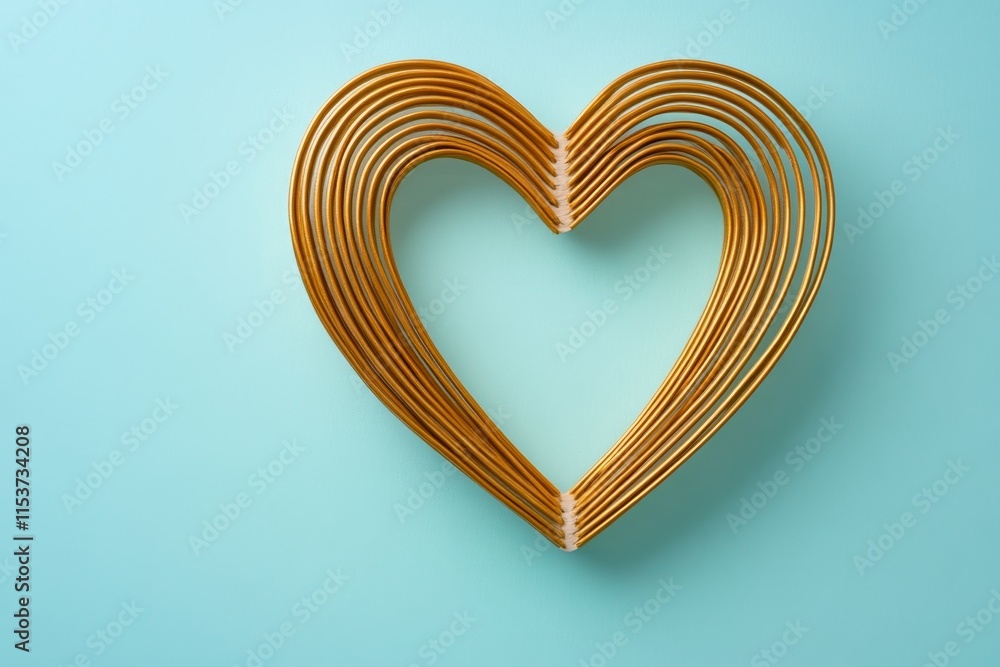 Leinwandbilder a minimalist heart shape created with thin golden lines and soft light gradients, framed in a clean 