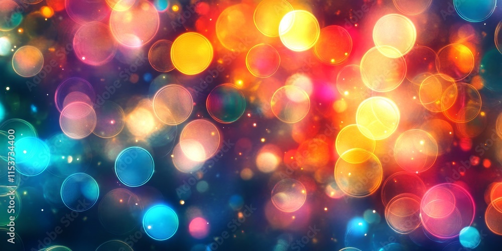 Poster abstract background featuring colorful circles of light, creating a vibrant and dynamic atmosphere. 