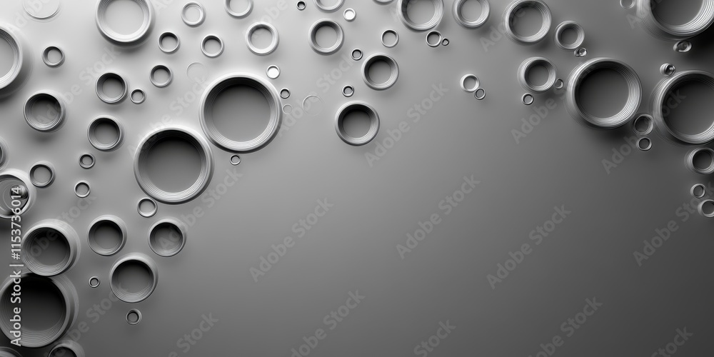 Poster small bubbles or circles create an intriguing pattern against a gray background, enhancing the visua