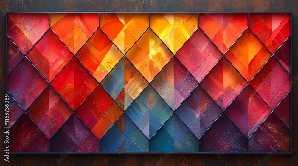 Poster abstract colorful geometric pattern in a frame.