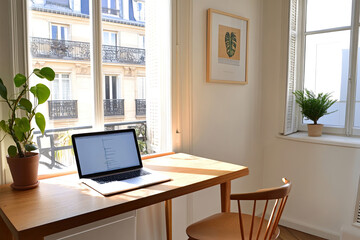 Fototapeta premium Modernes Home-Office mit minimalistischer Einrichtung und natürlichem Licht