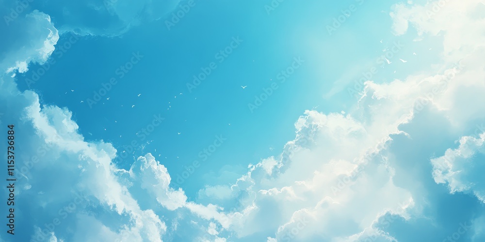 Poster abstract background featuring a cloudy blue sky, creating a serene atmosphere with soft details of b