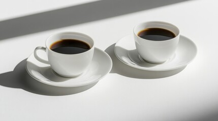 Obraz premium Elegant Coffee Cups on Soft White Background