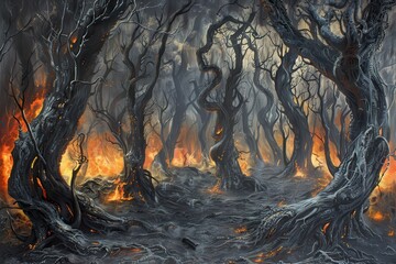 Twisted Black Trees Surrounded by Fire