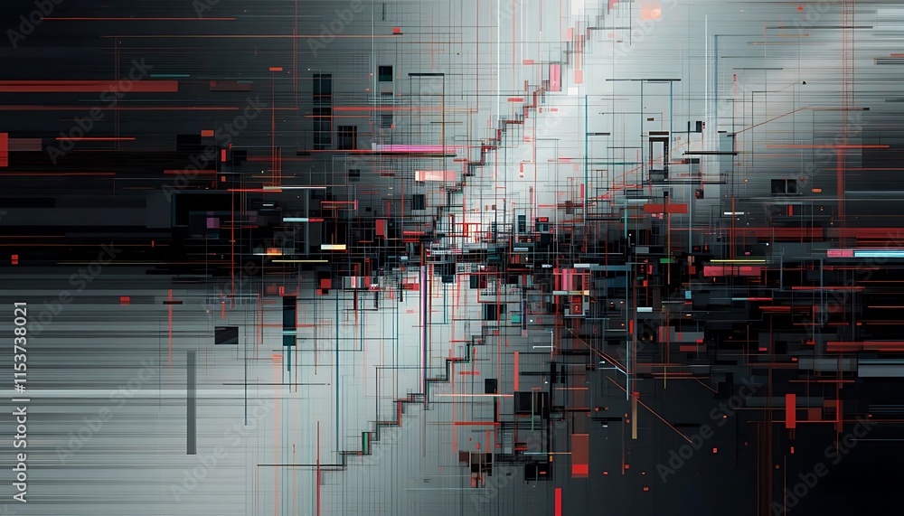 Aufkleber abstract geometric composition featuring intersecting lines and shapes