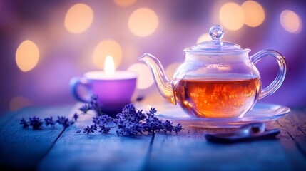 Elegant Tea Setup with Ambient Lighting