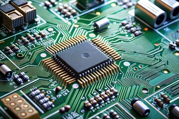 Worm's Eye View Circuit Board Texture: High-Resolution Isolated Background Image