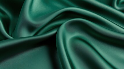 Obraz premium A close-up of luxurious green satin fabric, showcasing its smooth texture and elegant draping.