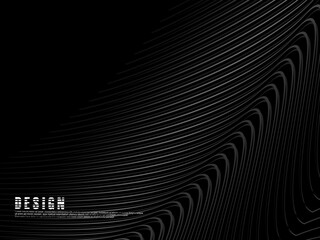 Black background vector luxury invitation card. Elegant wavy lines pattern on black background. Premium design illustration for wedding, vip cover template, grand opening, flyer, etc.