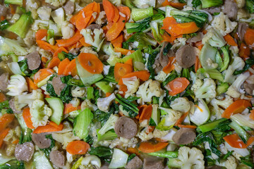 Indonesian Vegetable Dish with Carrot, Mustard Greens, and Broccoli