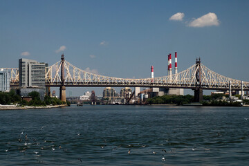 Queensboro Bridge in New York City, spanning the East River. new york manhattan view from east river