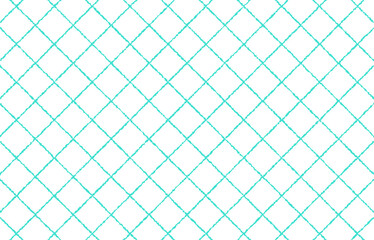 手書き感のあるシンプルな斜め格子柄（ターコイズブルー）、チェック、背景素材