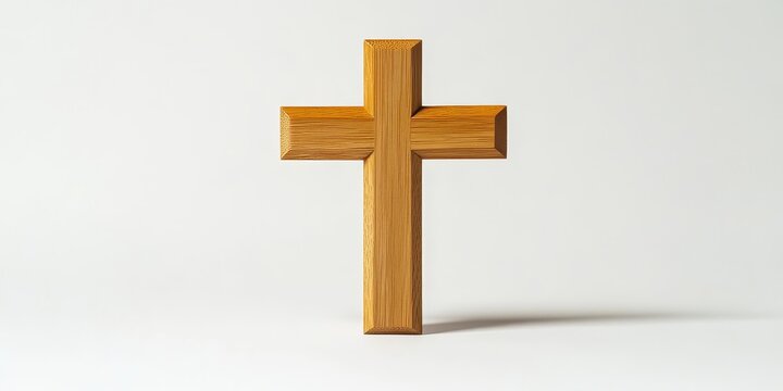Isolated wooden Tao Christian cross displayed against a white background, showcasing the unique design and craftsmanship of the wooden Tao Christian cross in a minimalist style.