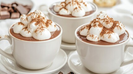 Steaming Hot Chocolates with Whipped Cream Topping