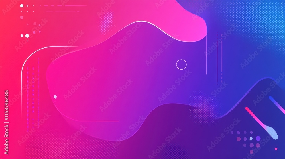 Poster abstract pink and blue gradient background with fluid shapes and geometric elements.