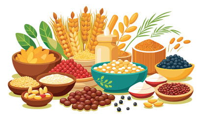 Healthy Food Vector - Organic Ingredients Pack, Grocery and Food Icons