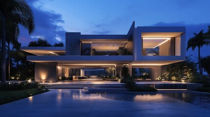 Fototapeta premium Premium real estate property featuring modern aesthetics in vivid high resolution