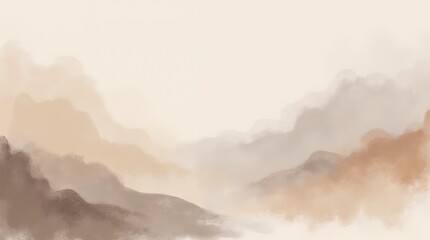 Fototapeta premium Serene Beige Mountains: A Watercolor Dream