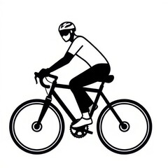 Naklejka premium silhouette of a cyclist, person riding a bike on white background