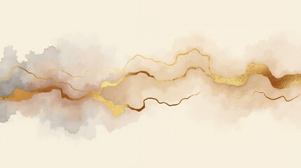 Obraz premium Golden Abstract Watercolor Landscape