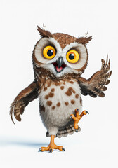 Cute Cartoon Owl Happy Bird Wildlife Character Friendly Animal