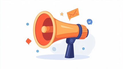 Modern 2D Vector Megaphone Loudspeaker for Broadcasting News Announcement