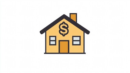 Real Estate Investment Concept with Dollar Sign House Icon 2D Flat Vector