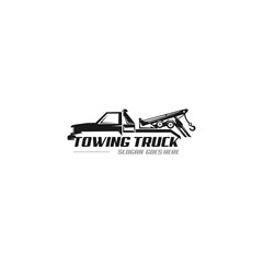 Illustration vector graphic of towing truck service logo design. Suitable for the automotive company, logo, illustration, animation, etc.