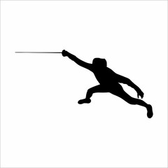 silhouette of a person playing fencing