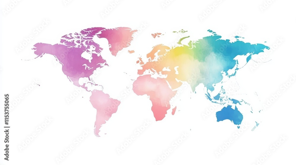 Poster minimalist gradient world map outline design with elegant line drawing style. abstract global geogra