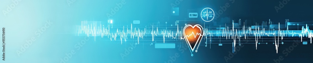 Poster digital smart mirror displaying health vitals and step count, clean background