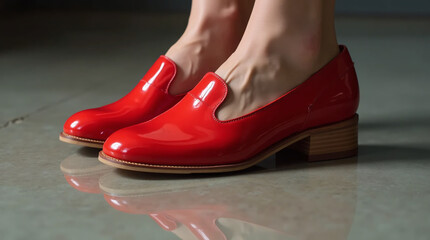 Close-up of Red Patent Leather Shoes