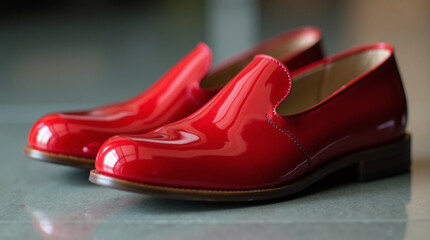 Close-up of Red Patent Leather Shoes