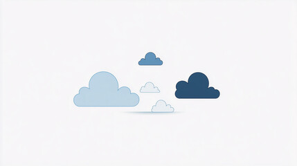 Minimal Cloud Icons on White Background