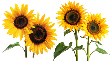 Set of sunflowers on transparent background © prutsapa