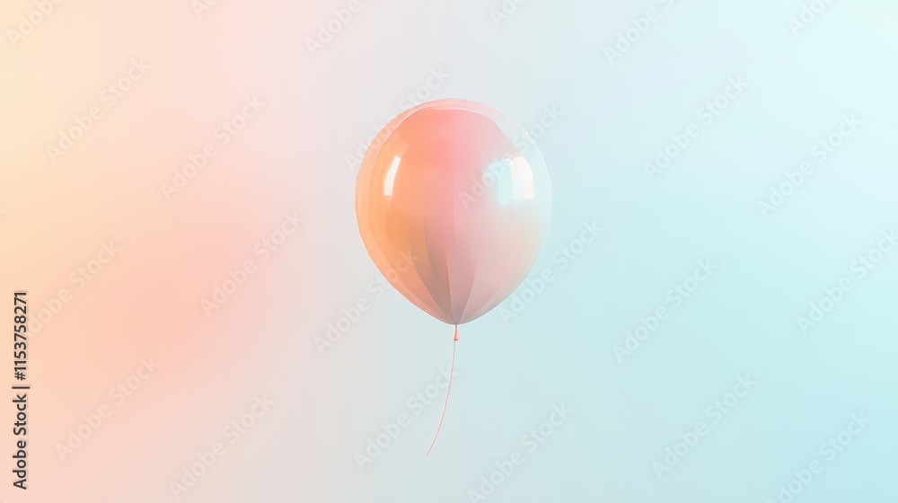 Aufkleber single pastel balloon floating against a soft gradient background in serene color tones of pink and 