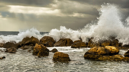 storm over the sea, Haifa, Israel 