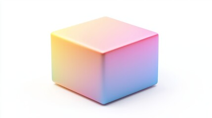 Fototapeta premium Colorful Gradient Cube with Smooth Edges on Soft White Background