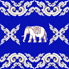 elephants pattern, mandala
Beautiful Thailand,thai pattern,seamless,Traditional,ethnic,fabric pattern for textiles,rugs, wallpaper,clothing, sarong,batik,wrap,embroidery,print,background,cover, illust