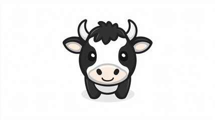 Cute Cow Icon Vector 2D Flat Isolate