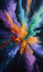 Vibrant color explosion, paint splash, abstract art.