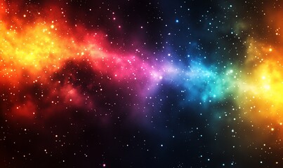 Vibrant nebula with colorful cosmic clouds and stars.
