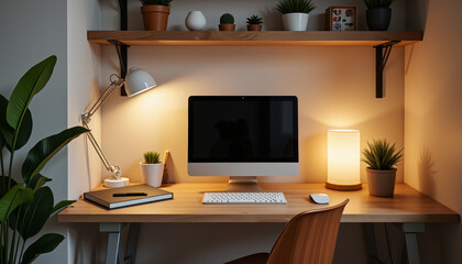 Elegant workspace designed for productivity and creativity in a cozy, modern home