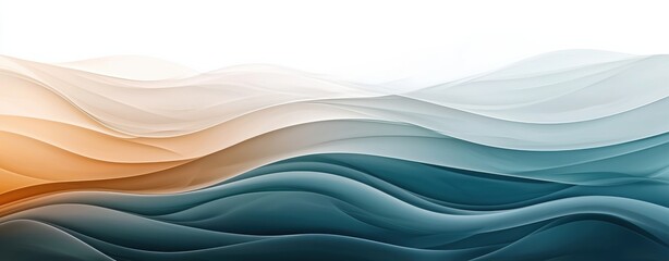 Fototapeta premium Abstract waves in soft hues of blue and orange create a serene and calming visual effect, reminiscent of tranquil water.
