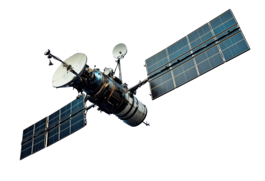 Satellite isolated on white background png transparent clipart.
