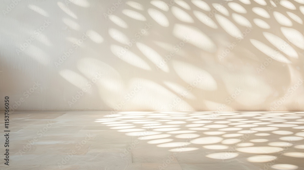 Poster soft natural light patterns creating abstract shadows on minimalist interior space